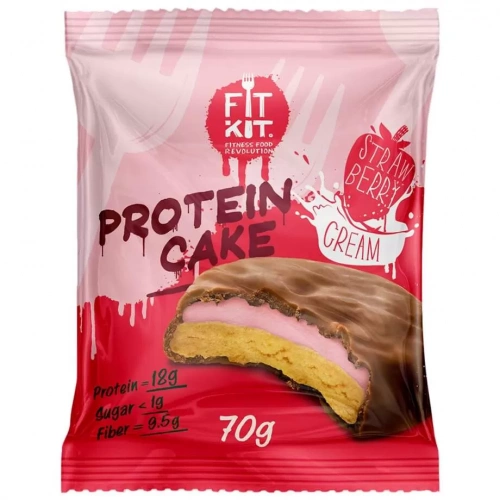 Протеиновое печенье с суфле Fit Kit Protein Cake, Клубника со сливками